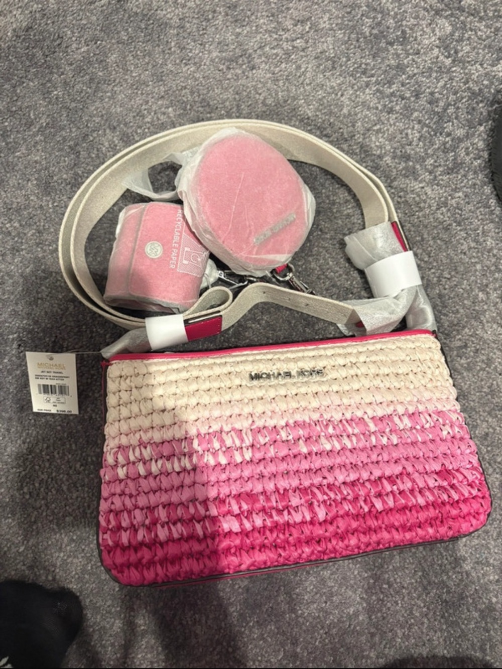 Michael Kors Pink Ombre Woven Crossbody Bag